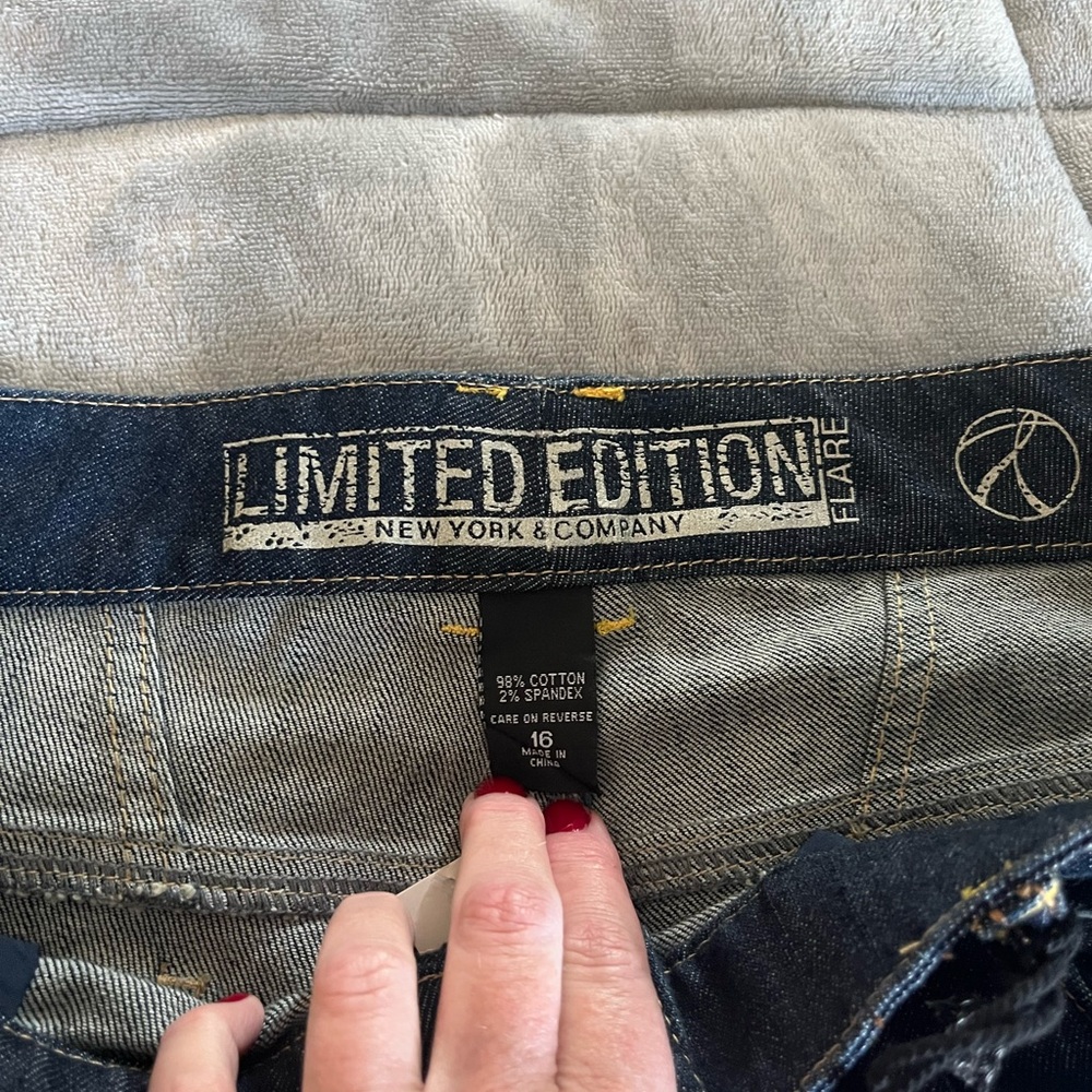 New York & Company Blue Flare Wide Leg Jeans - Picture 6 of 6